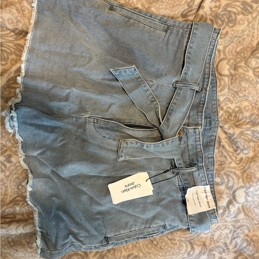 Calvin Klein Jeans Light Blue Denim Shorts with Belt
